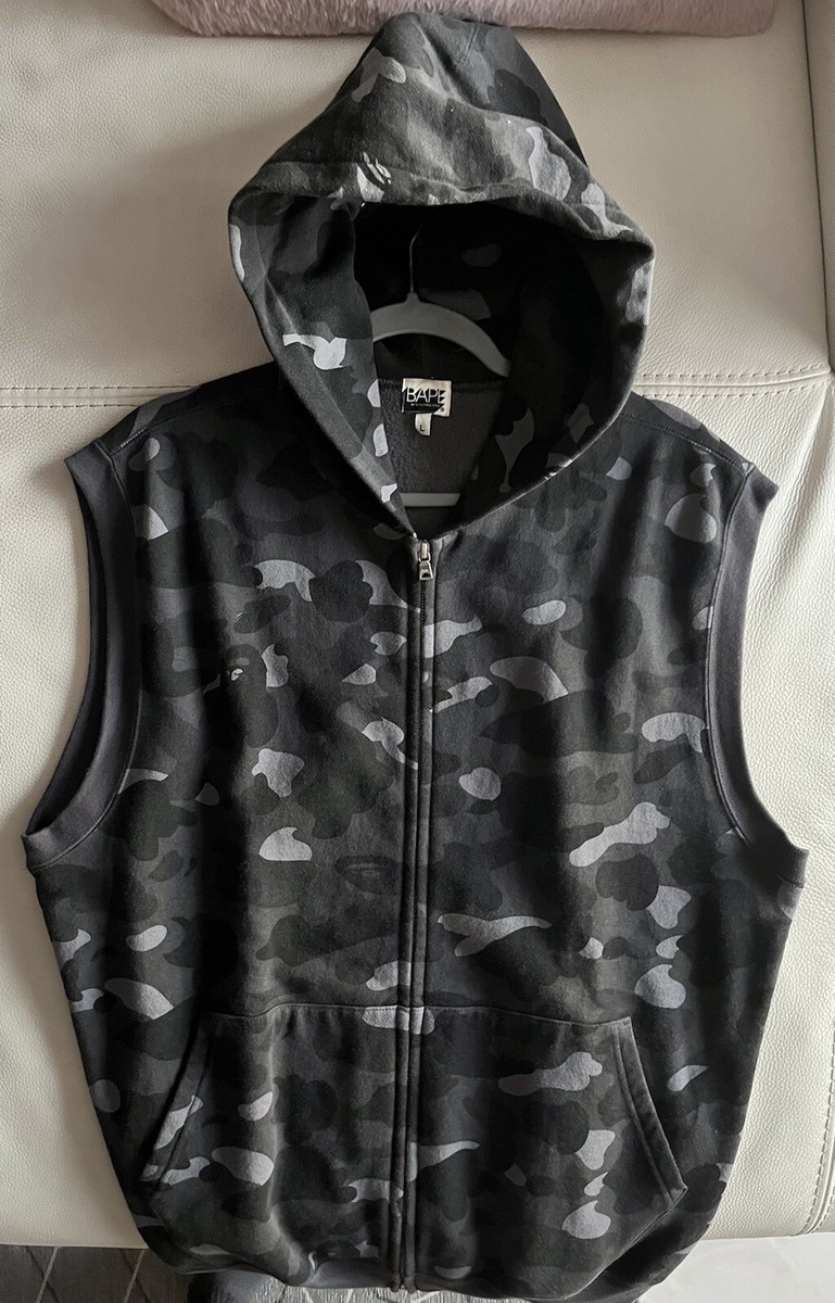 A Bathing Ape /Bape /Sleeveless zip hoodie Gray/Black Camo A Bathing Ape /Bape /Sleeveless zip hoodie Gray/Black Camo