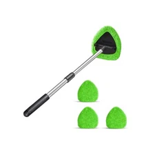 Extendable Car Window Cleaning Tool with Washable Microfiber Pads for Easy Use