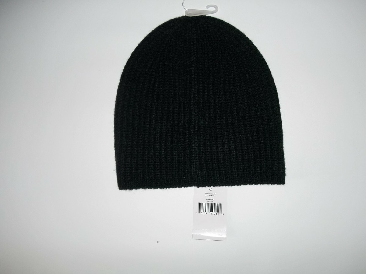 KATE SPADE Black WINKING Eye Wool Blend Knit BEANIE Hat Cap