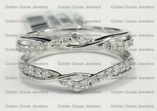 10k White Gold Diamonds Wave Solitaire Enhancer Wedding Ring Guard Wrap 0.28 ct