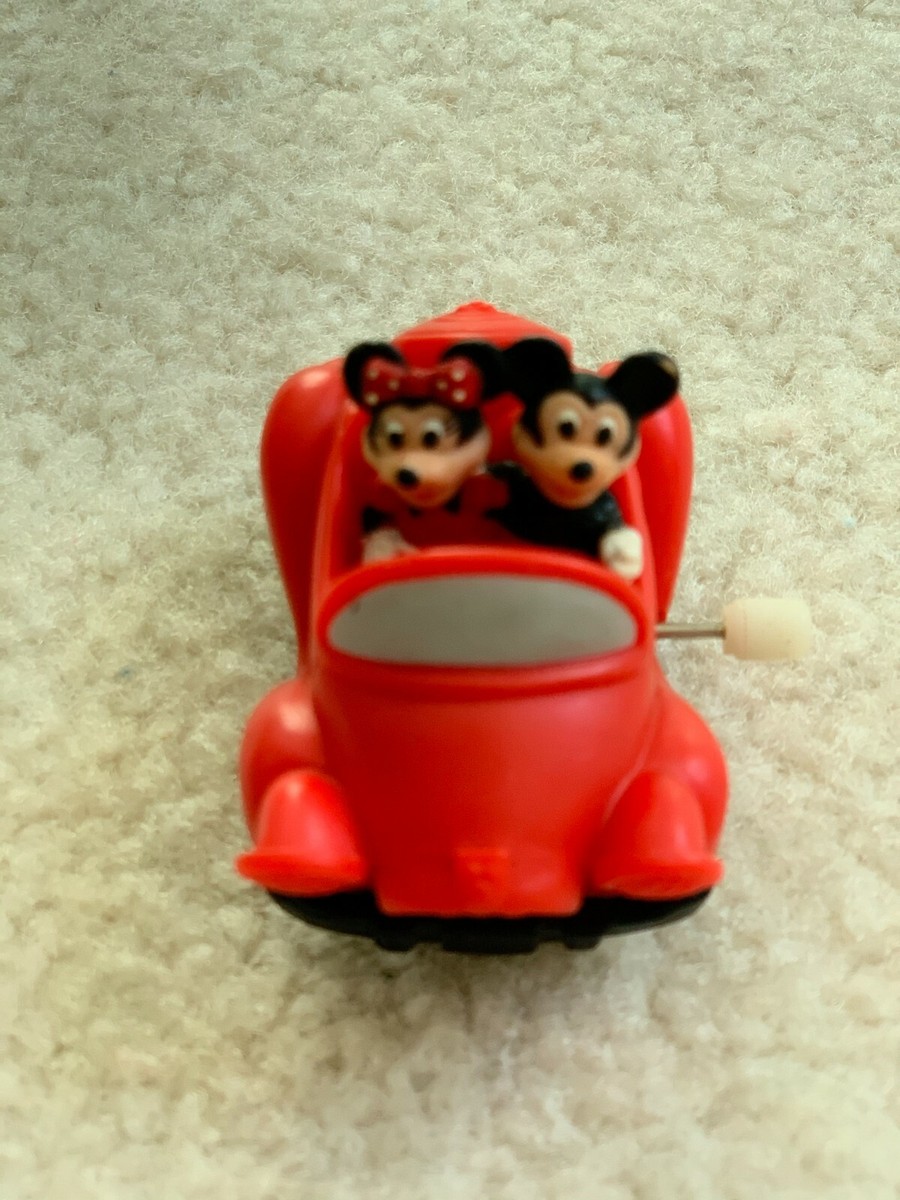Vintage Disney Mickey & Mini Mouse Wind Up Red Car Burger