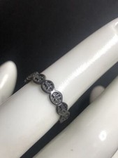 4721 Sterling 925 unmarked Oxidized circle link Band ring Sz 5 1.1g
