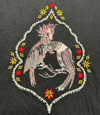 lucky brand black embroidered top