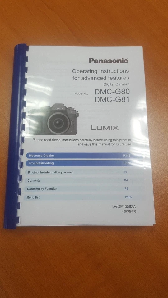 PANASONIC LUMIX DMC G80/81 MANUALE DI ISTRUZIONI MANUALE UTENTE STAMPATO 339 PAGINE (A5)
