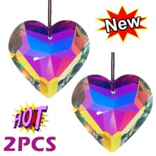 2pcs Suncatcher Heart Pendant Rainbow Crystal Window Hanging Prism Decoration