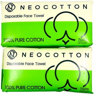 NEOCOTTON Disposable Face Towel 100% Pure Cotton - 70 Pieces - LOT of 2