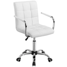 Executive Home Office Chair PU Leather Computer Desk Task Gas-lift Swivel White