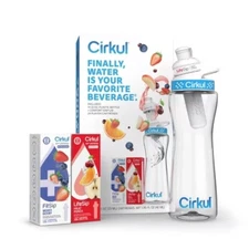 Cirkul Plastic Bottle with Blue Lid and 2 Flavor Cartridges