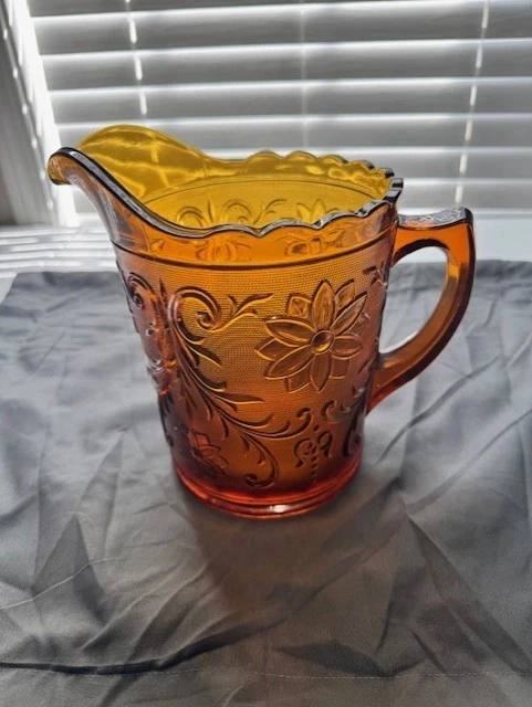Vintage Tiara Indiana Amber Sandwich Pattern Glass Pitcher 68oz.