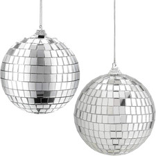 4 Pack Mirror Disco Balls,Silver Hanging Party Disco Ball for Party or DJ Light