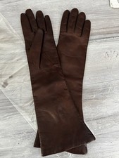 Vintage Ladies Red Brown Leather Gloves Italy for Hochshild/Kohn w/bag NOS  7 