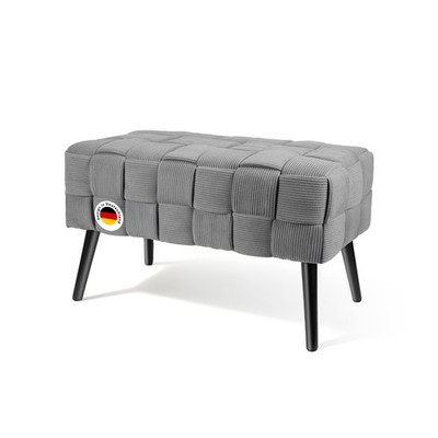Moderner Cord SitzBank, Handgewebter Schminkhocker Ottoman,Hocker mit Holzbeinen