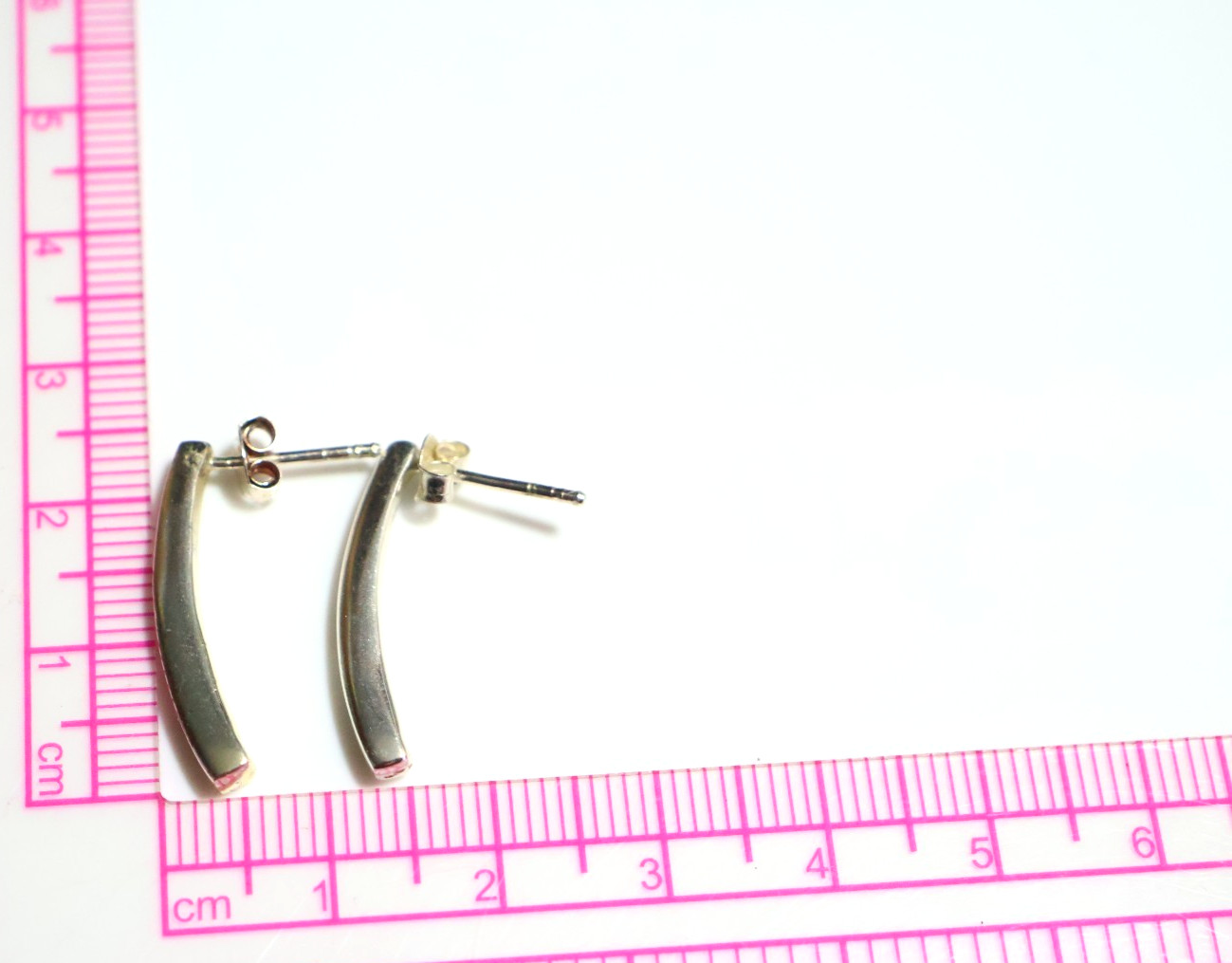 PRETTY Solid Silver 925 Curved Bar Drop EARRINGS … - image 16