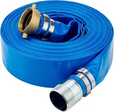 2" ID X 25 Ft Pool Backwash Hose, with Brass NPT Pin Lug and KC Nipple Fittings