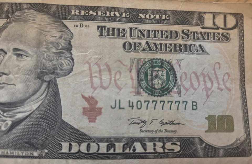 40777777 Trinary SIX consecutive 7's Serial Numbers 6s 7s $ LUCKY Ultra Rare! - Image 2 of 3