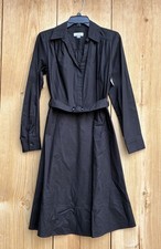 Calvin Klein NWOT Black Twill Long Sleeve Belted Dress Sz 4