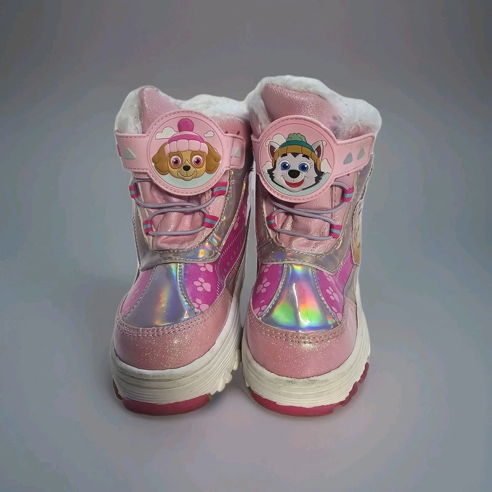Botas iluminadas Paw Patrol talla 10 Skye Everest rosa niño botas de invierno piel Foto 3 de 4