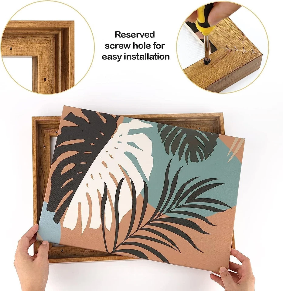 Wooden Picture Frames Poster Frame Large Floating Frame Brown Canvas Board 1.25” - Image 3 of 4