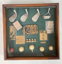 Vintage Golf Shadow Box Display Clubs Balls Tees Memorabilia Wood Frame Decor