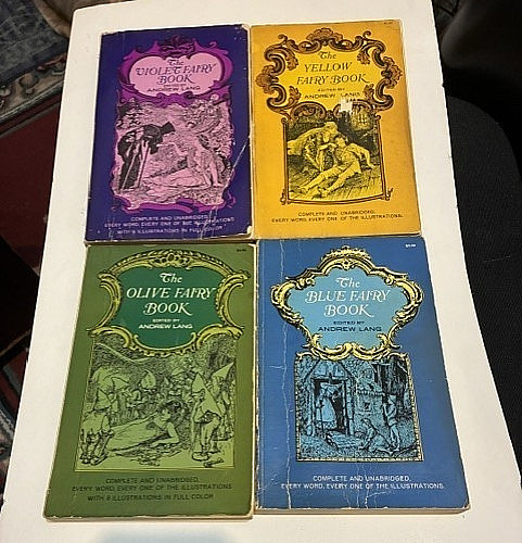 4 - 1966 COLOR FAIRY BOOKS BY ANDREW LANG - VIOLET, OLIVE, YELLOW, BLUE