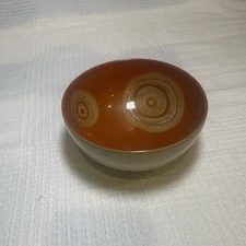 Denby Langley Fire Chili Swirl Rim Rice Footed Bowl 5"  England