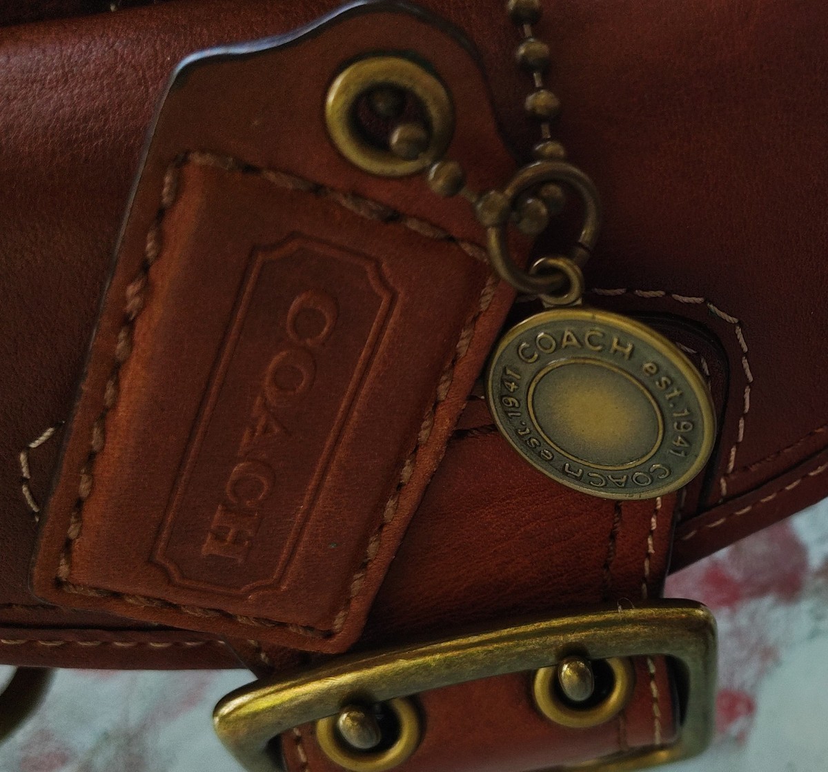 Coach MEDIUM 10330 65th Anniversary Mandy Vintage Cognac Leather