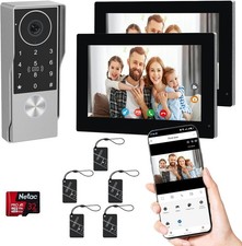 Video Doorbell Intercom 2 Wired w/Keypad Dual 7" Screens Home Security