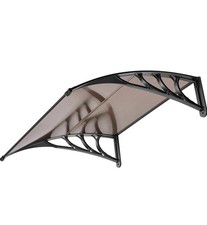 VIVOHOME Tenda da sole per porta finestra in policarbonato tettoia giuntata marrone e nero staffa