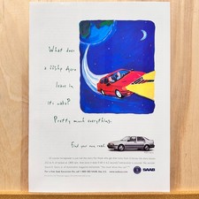 1996 Saab 9000 Aero White Sedan Vintage Print Ad Car Auto Advert Art