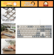 Wired Mechanical Full-Size USB Keyboard - Brown Tactile Switch - Retro Gray/Whit