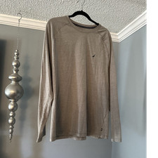 Nautica Solid Gray Men's Sleepwear Top Crew Neck Long Sleeve Shirt Size XL