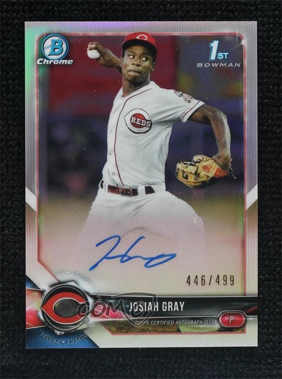 2018 Bowman Draft Chrome Pick Refractor 446/499 Josiah Gray #CDA-JOG Auto 03j5