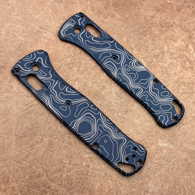 Bugout Scales CNC Titanium in Black Ano Topo Pattern  for Benchmade Bugout 535