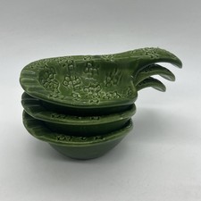 Italian Art Pottery Cocktail Bowls Green Ceramic Set Stacking Italy