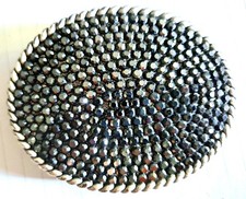 Black Rhinestone with Silver Roped Edging Metal Encrusted Belt Buckle Unisex