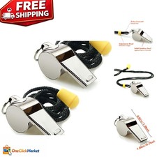Durable Stainless Steel Whistles - 2 Pack with Lanyards for Coaches  Referees