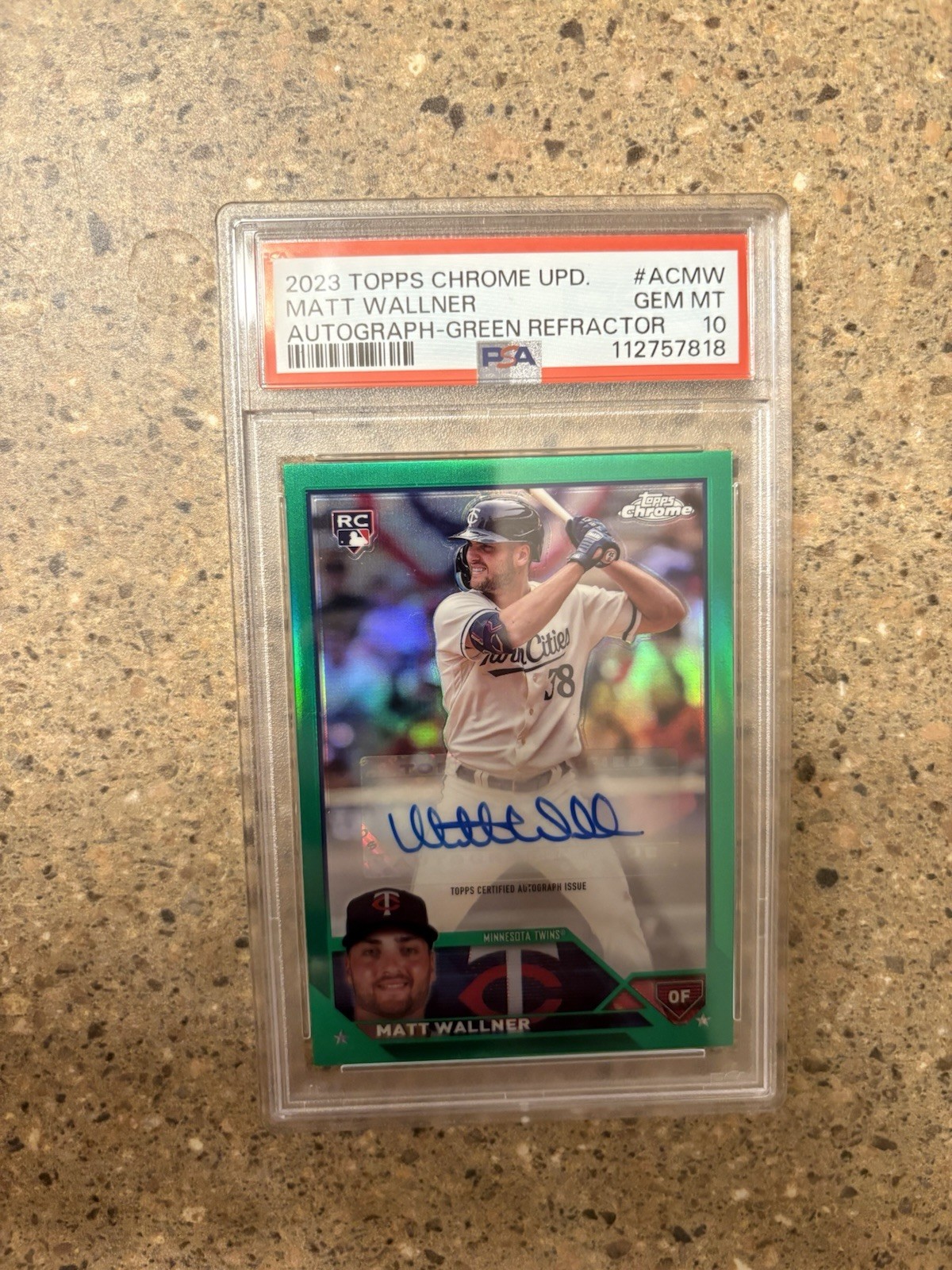 2023 Topps Chrome Update Series - Autographs Matt Wallner Green /99 PSA 10