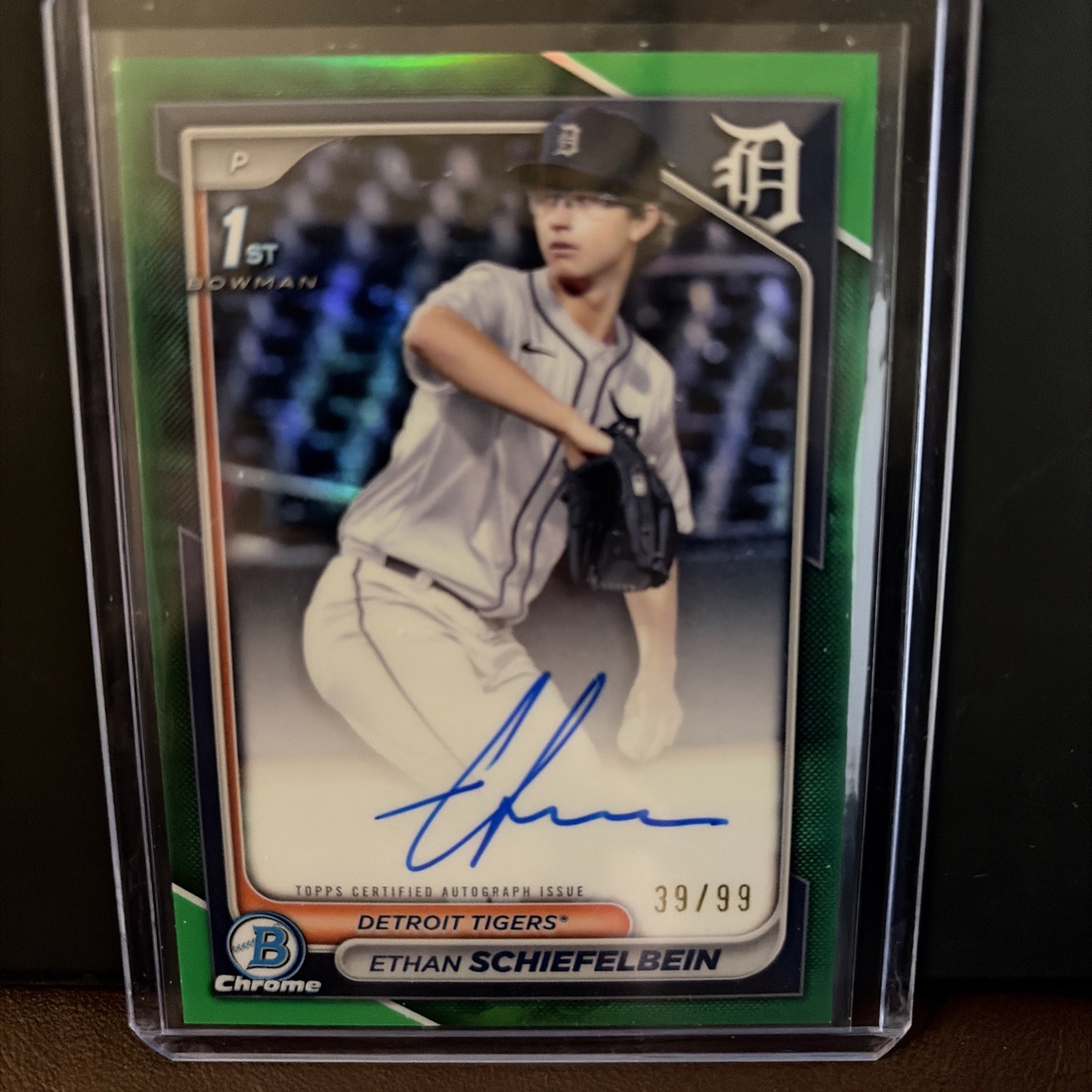 2024 Bowman Draft Ethan Schiefelbein Chrome Auto Green Refractor 1st #41/99