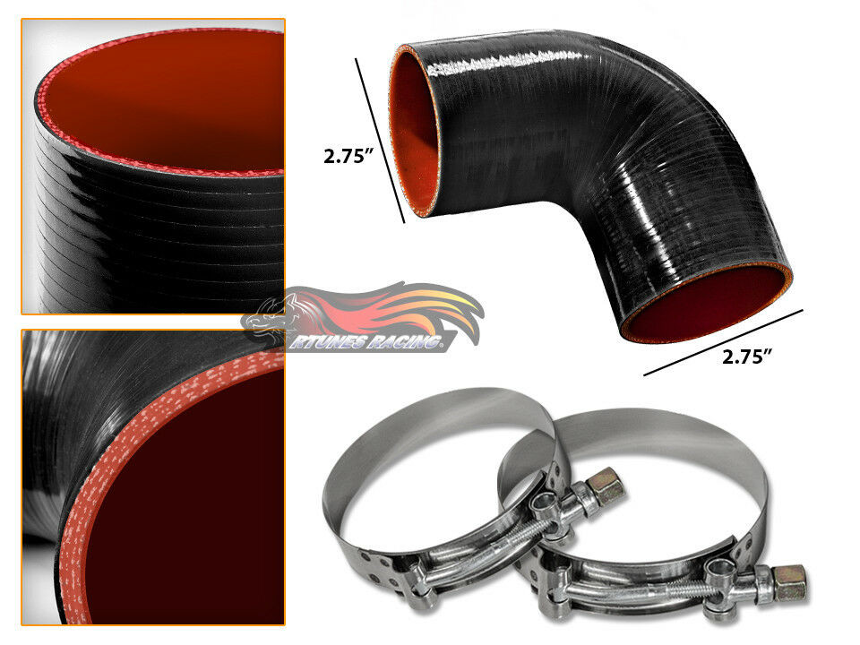 BLACK Silicone 90 Degree Elbow Coupler Hose 2.75