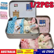 2Pcs Bunny in Tin Box Bunny Stuffing Doll Toy Easter Pocket Hug Bunny Plush Toy