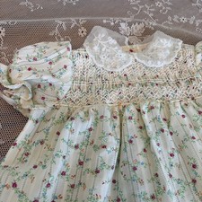 Vintage Toddler Time JC Penney Dress 3 Floral Smocked Eyelet Lace Union Made
