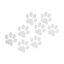 Reflective Bumper Decal Silvery White Square Cat Paw Prints Pattern Reflective