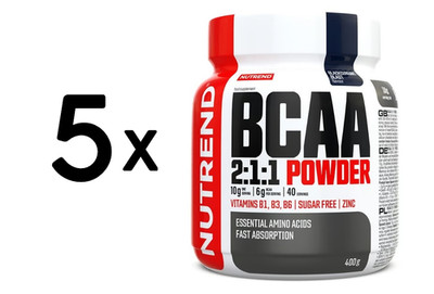 5 x Nutrend BCAA 2:1:1 Powder, Blackcurrant Blast - 400g (47,48 EUR/kg)