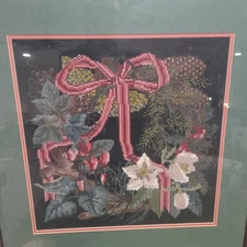 Elizabeth Bradley (?) Needlepoint  Completed Stitched Framed Cover 15 “