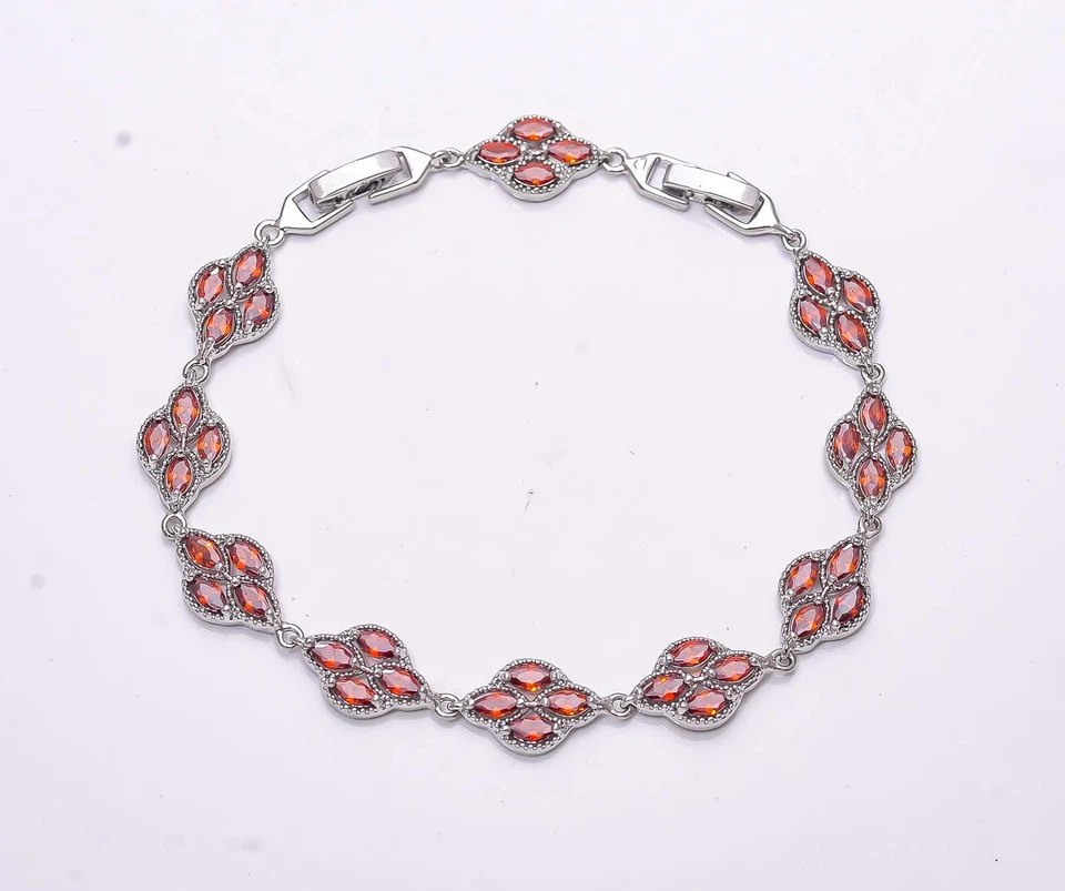 Pulsera Tenis Granate Rojo Plata de Ley 925 8.99" B45, Regalo Navidad Foto 3 de 4