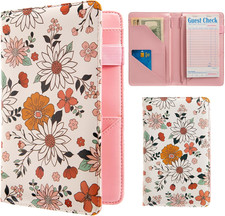 Pink Server Book, Server Books for Waitress, Waitress Book with 2 Zipper Pocket,