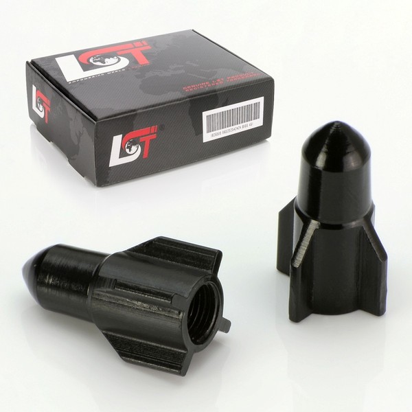 2X Ventilkappe Reifenventil Rakete Schwarz FÜR PKW LKW Motorrad Fahrrad Quad KFZ-image