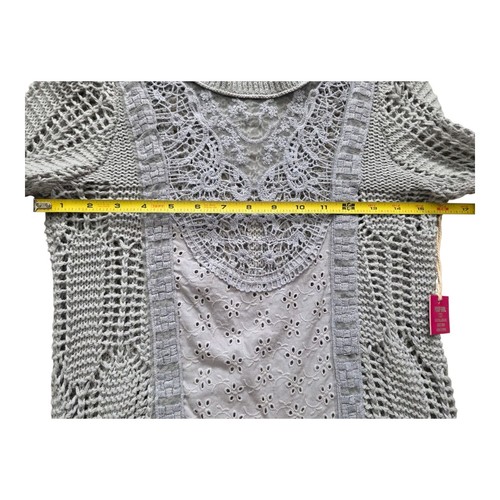 Poof Girls Size Medium 10-12 Knit ~ Lace ~ Mesh ~ Eyelet ~ Open Weave Sweater - Picture 13 of 19