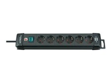 Brennenstuhl 1951160100 3m Black Plastic 6 socket s AC Black 390mm Premium-Line