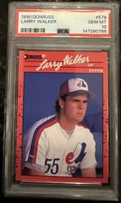 1990 Donruss #578 Larry Walker RC Rookie Expos PSA 10 Gem Mint HOF NEW LABEL